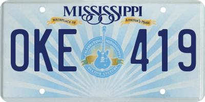 MS license plate OKE419