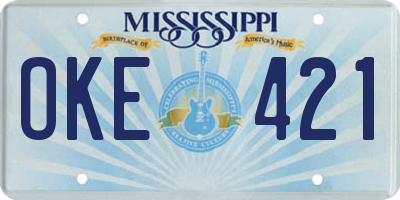 MS license plate OKE421
