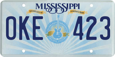 MS license plate OKE423