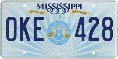 MS license plate OKE428