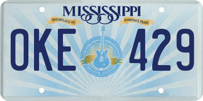 MS license plate OKE429