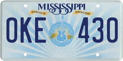 MS license plate OKE430