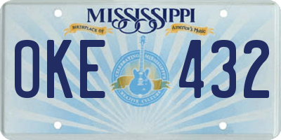 MS license plate OKE432