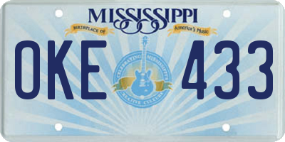 MS license plate OKE433