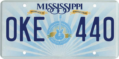 MS license plate OKE440