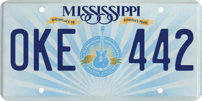 MS license plate OKE442