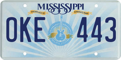MS license plate OKE443