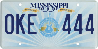 MS license plate OKE444