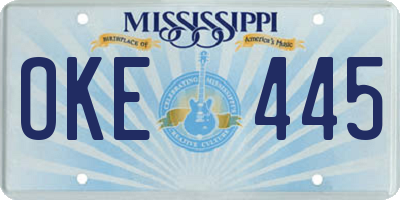 MS license plate OKE445