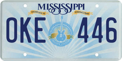 MS license plate OKE446