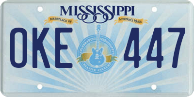 MS license plate OKE447
