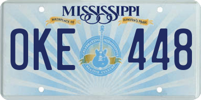 MS license plate OKE448