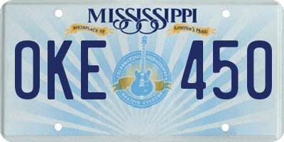 MS license plate OKE450