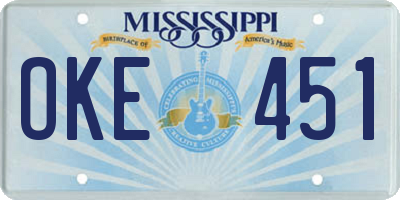 MS license plate OKE451