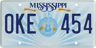 MS license plate OKE454