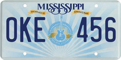MS license plate OKE456