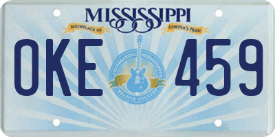 MS license plate OKE459