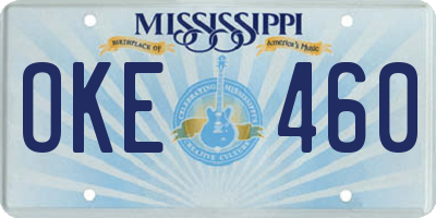 MS license plate OKE460