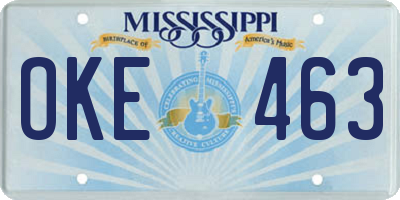 MS license plate OKE463
