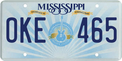 MS license plate OKE465