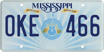MS license plate OKE466