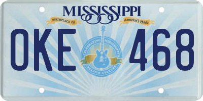 MS license plate OKE468