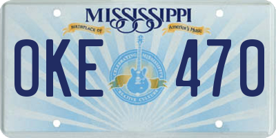 MS license plate OKE470