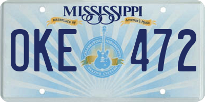 MS license plate OKE472