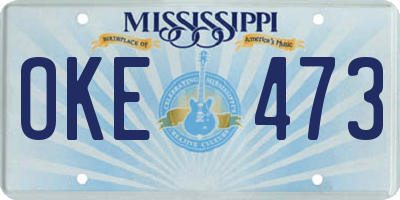MS license plate OKE473