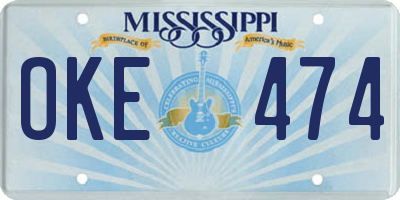MS license plate OKE474