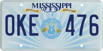 MS license plate OKE476
