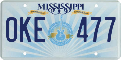 MS license plate OKE477