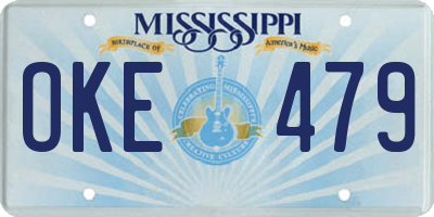 MS license plate OKE479