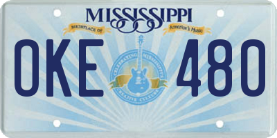 MS license plate OKE480