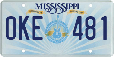 MS license plate OKE481