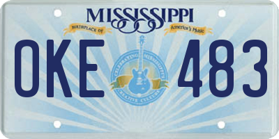 MS license plate OKE483