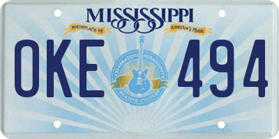 MS license plate OKE494