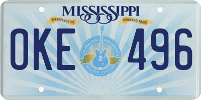 MS license plate OKE496