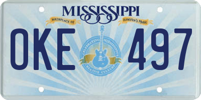MS license plate OKE497