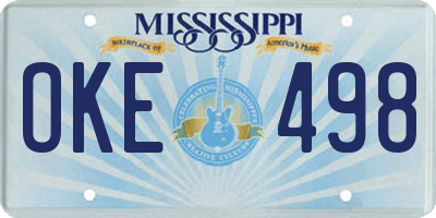MS license plate OKE498