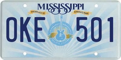 MS license plate OKE501