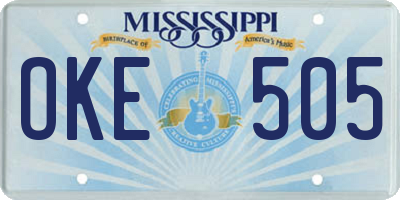 MS license plate OKE505