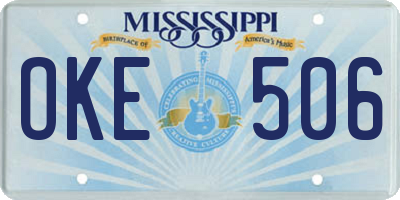 MS license plate OKE506