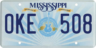 MS license plate OKE508