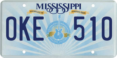 MS license plate OKE510