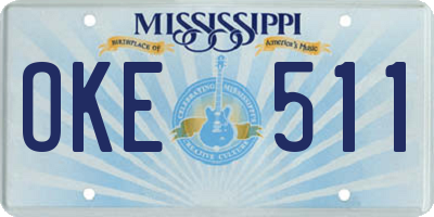 MS license plate OKE511