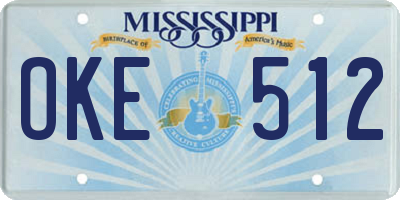 MS license plate OKE512