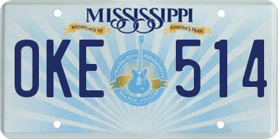 MS license plate OKE514