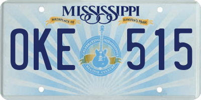 MS license plate OKE515
