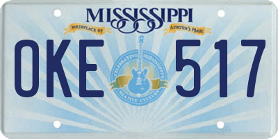 MS license plate OKE517